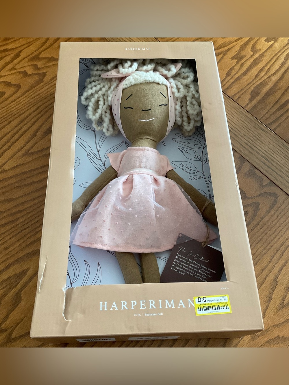 NIB Harperiman 14” Callie Keepsake Plush Rag Doll, Pink Tulle Dress, Yarn Hair